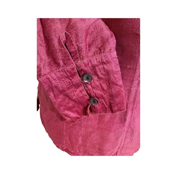 Anu By Natural Raw Silk Button Up Top Pink Sz M Capsule Basic Luxury Minimalist - Picture 7 of 9